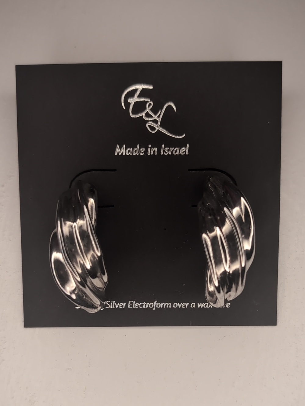 Electroform Silver Twisted Earrings - Silver - Picture 1 of 4